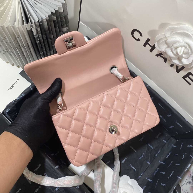 Ch*el classic flap mini  shoulder bag pink