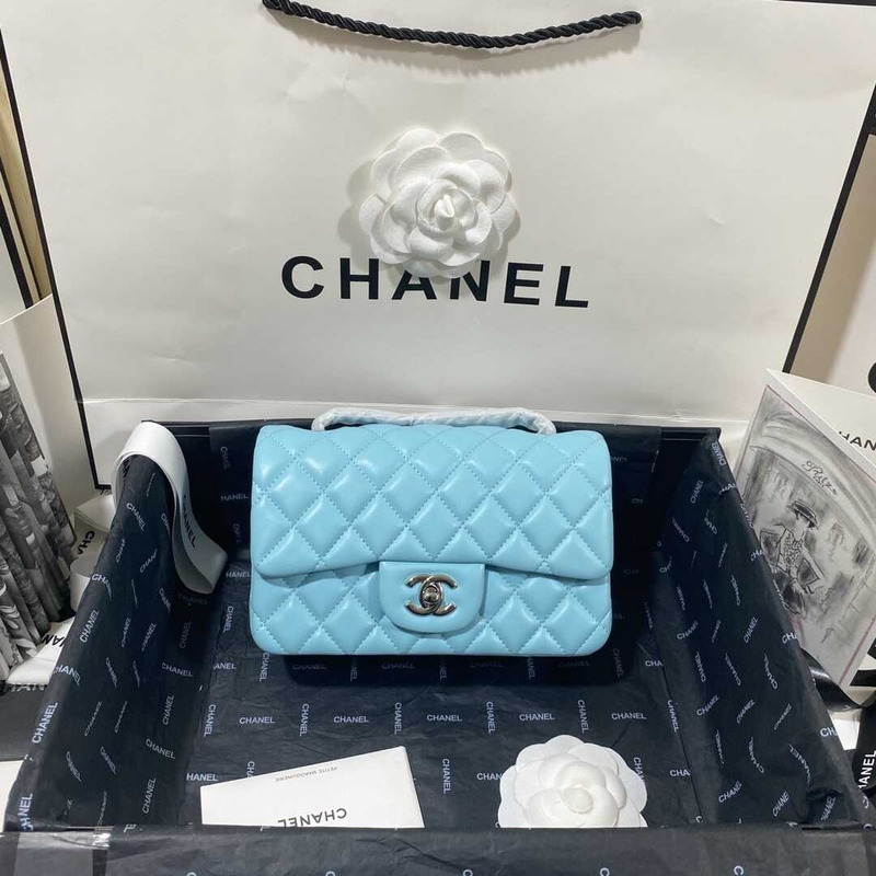 Ch*el classic flap mini  shoulder bag blue