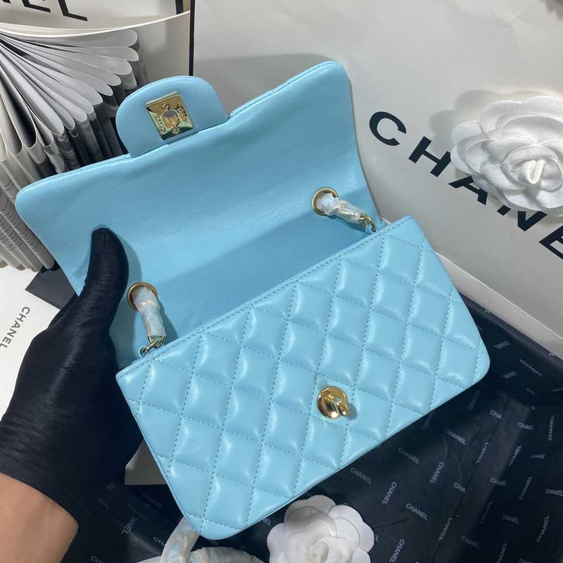 Ch*el classic flap mini  shoulder bag blue