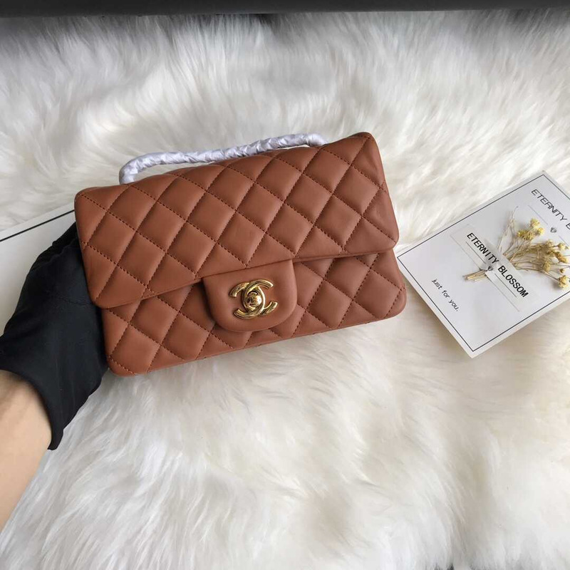 Ch*el classic flap mini  shoulder bag brown