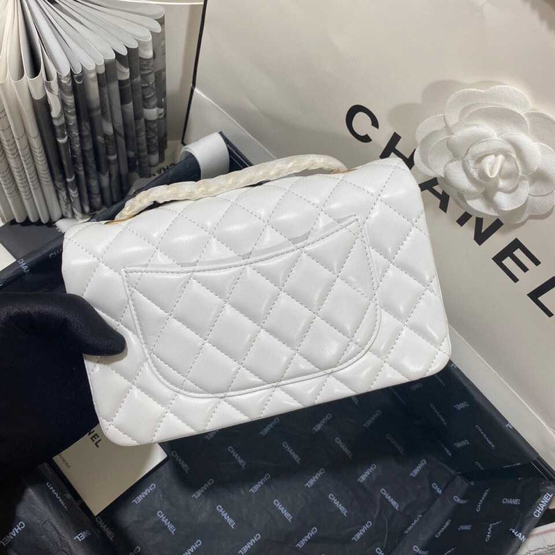 Ch*el classic flap small shoulder bag white