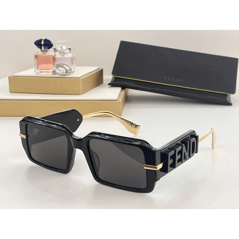 F**di square-frame black acetate sunglasses