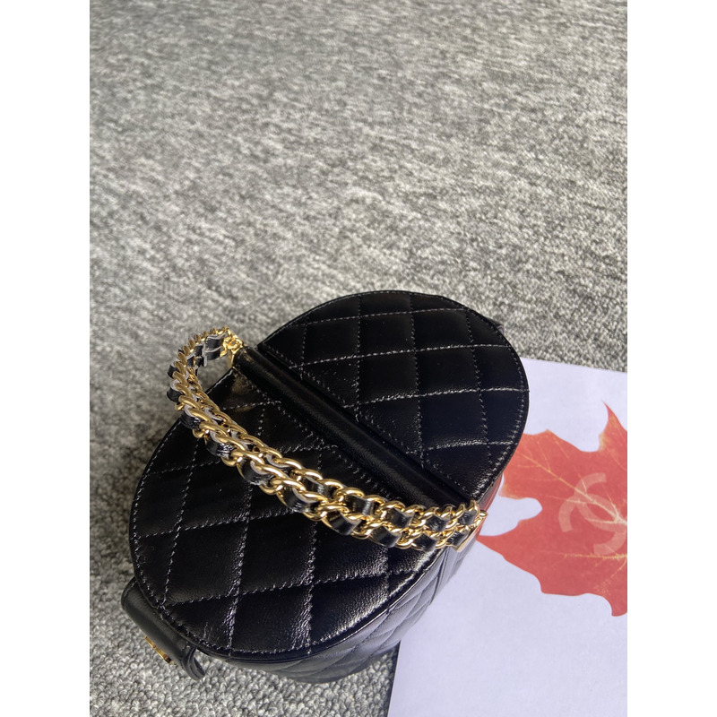 Ch*el 23c spring  flap bucket bag lambskin black