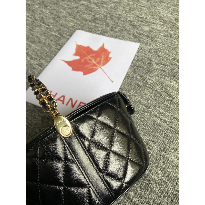 Ch*el 23c spring  flap bucket bag lambskin black