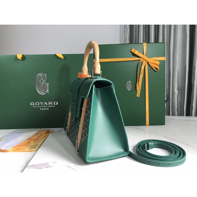 Go*ard green coated canvas and leather mm saigon top handle bag