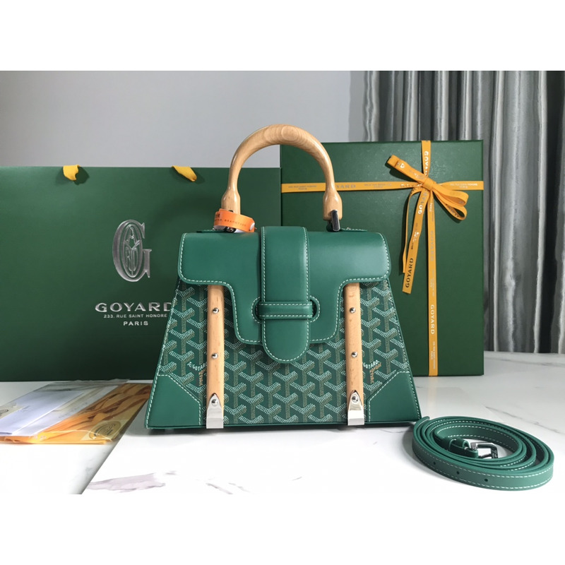 Go*ard green coated canvas and leather mm saigon top handle bag