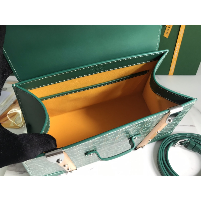 Go*ard green coated canvas and leather mm saigon top handle bag