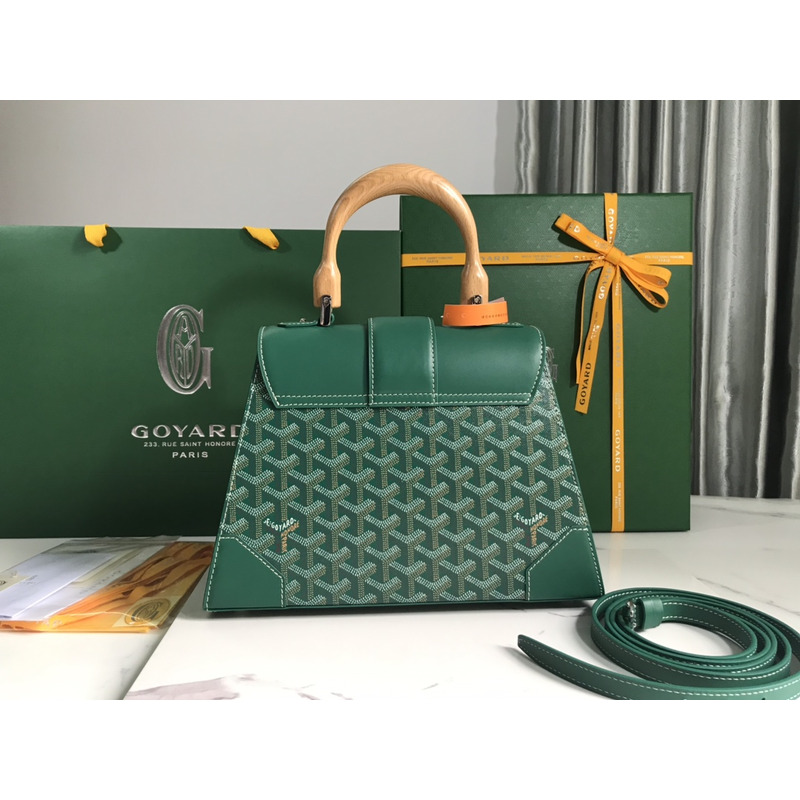 Go*ard green coated canvas and leather mm saigon top handle bag