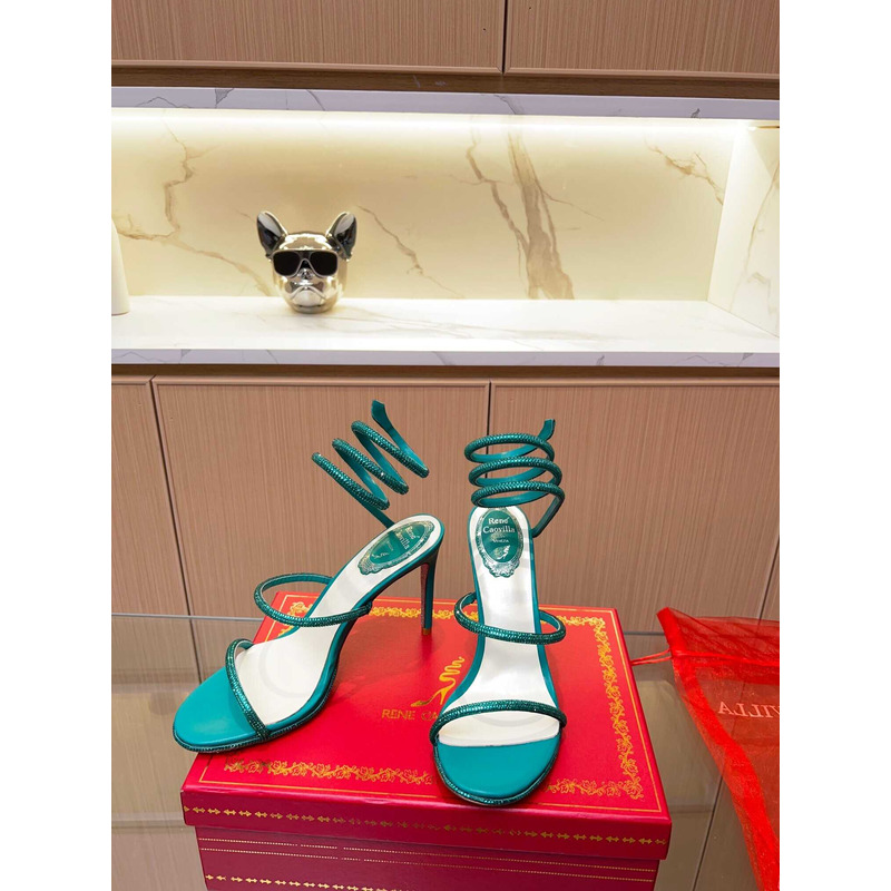 Rene Caovilla Caovilla Cleo Jewel Stiletto Sandals Green