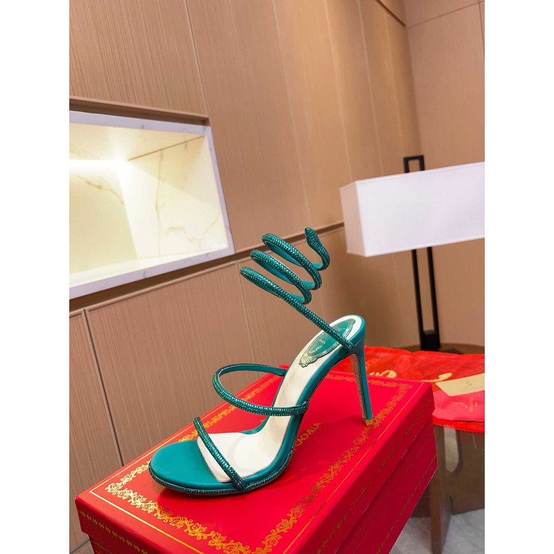 Rene Caovilla Caovilla Cleo Jewel Stiletto Sandals Green