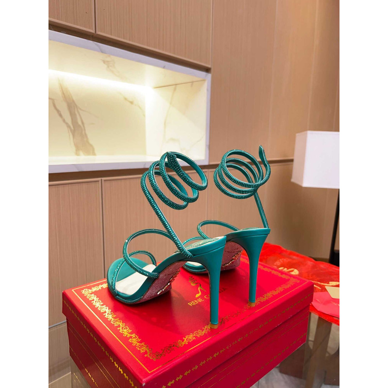 Rene Caovilla Caovilla Cleo Jewel Stiletto Sandals Green