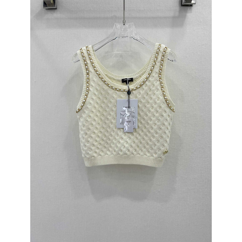 Ch*el tank top cream white