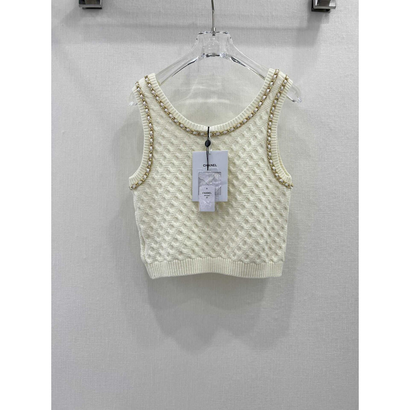 Ch*el tank top cream white