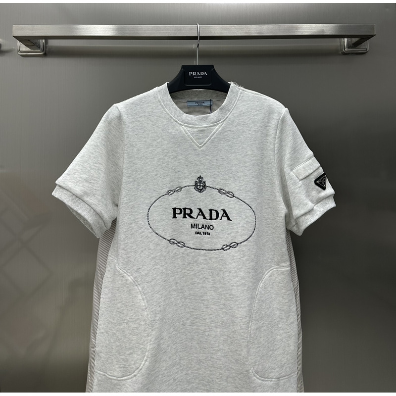 Pra*a logo cottton dress white