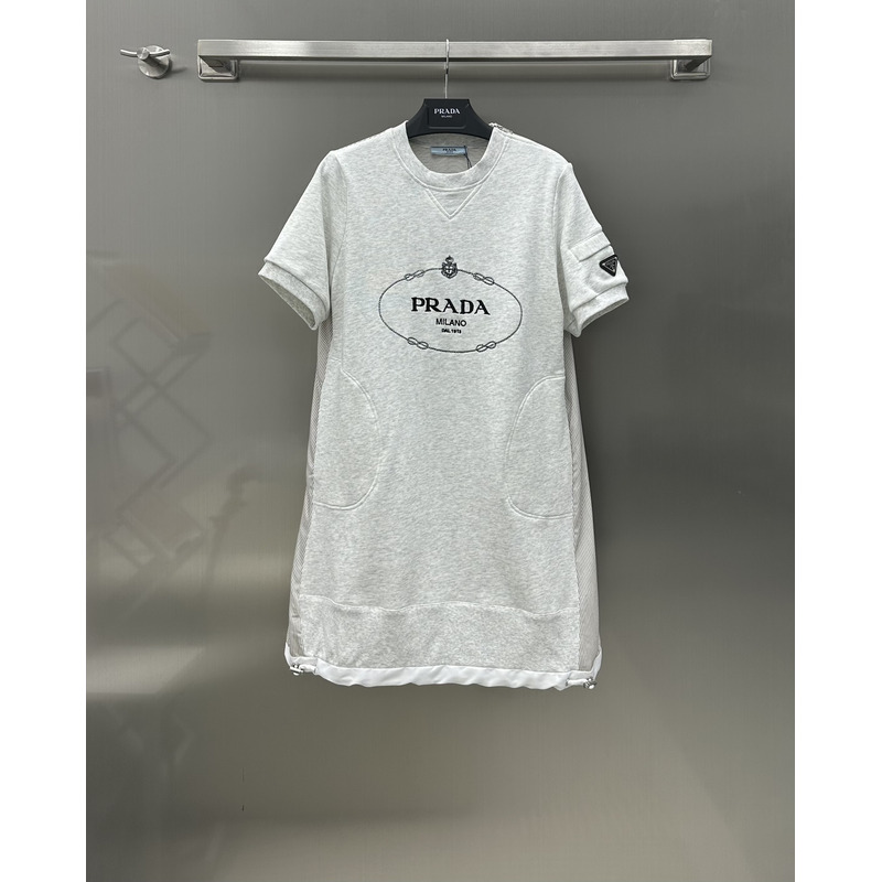 Pra*a logo cottton dress white