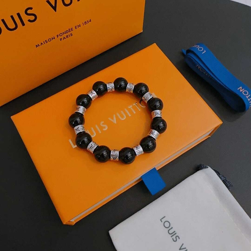 l**is V*t*n beads bracelet black/silver