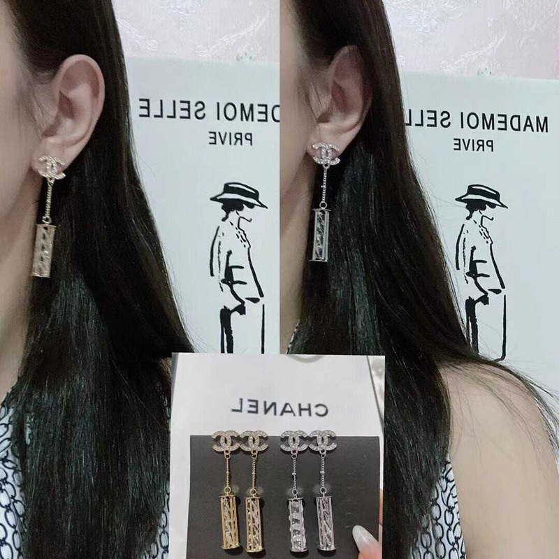 Ch*el cc drop earring silver