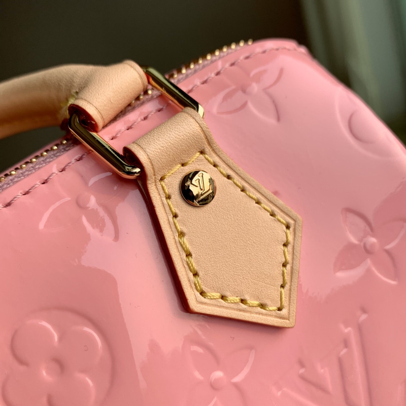 l**is V*t*n nano speedy monogram vernis embossed patent calf leather mochi pink