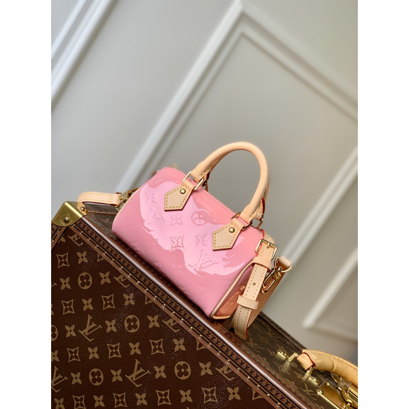 l**is V*t*n nano speedy monogram vernis embossed patent calf leather mochi pink