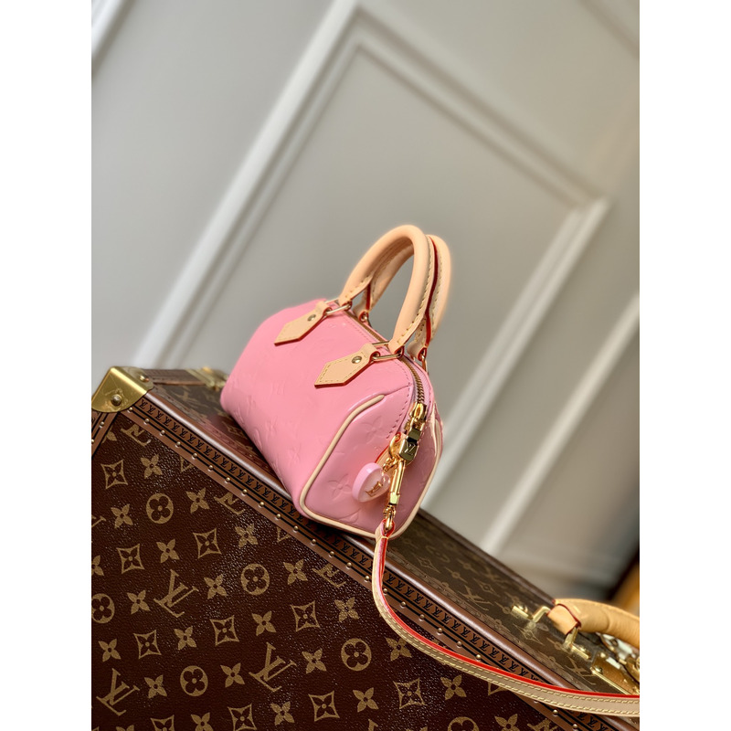 l**is V*t*n nano speedy monogram vernis embossed patent calf leather mochi pink