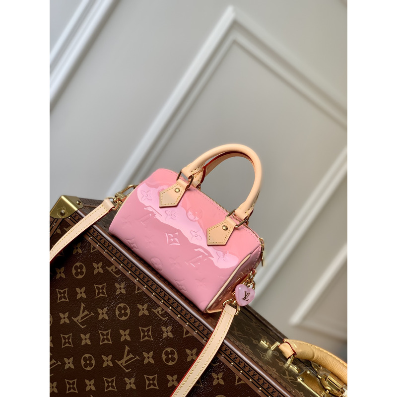 l**is V*t*n nano speedy monogram vernis embossed patent calf leather mochi pink