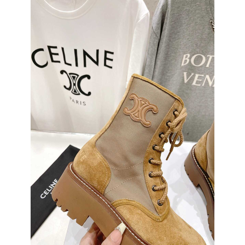 Ce**e platform plain toe round toe rubber sole lace-up