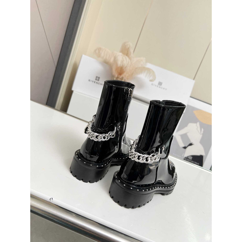 Givenchy Chain Boots Patent Leater Black