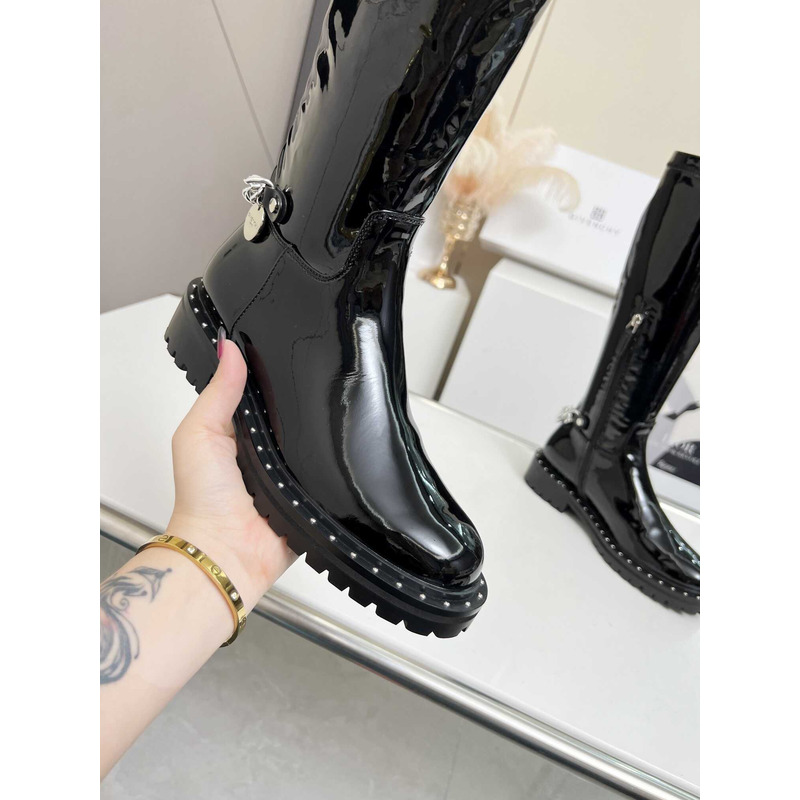 Givenchy Zipper Boots Patent Leather Black