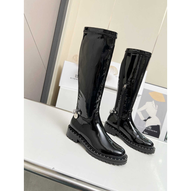 Givenchy Zipper Boots Patent Leather Black