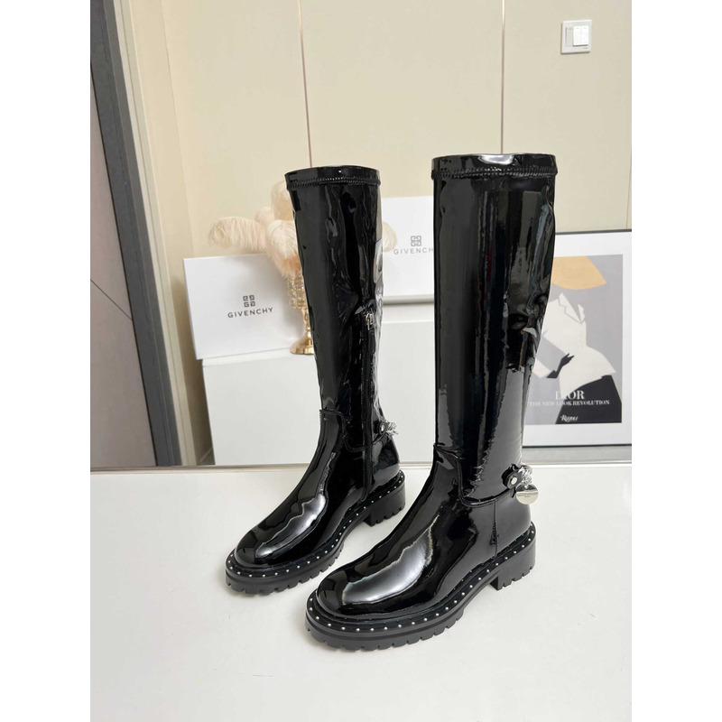 Givenchy Zipper Boots Patent Leather Black