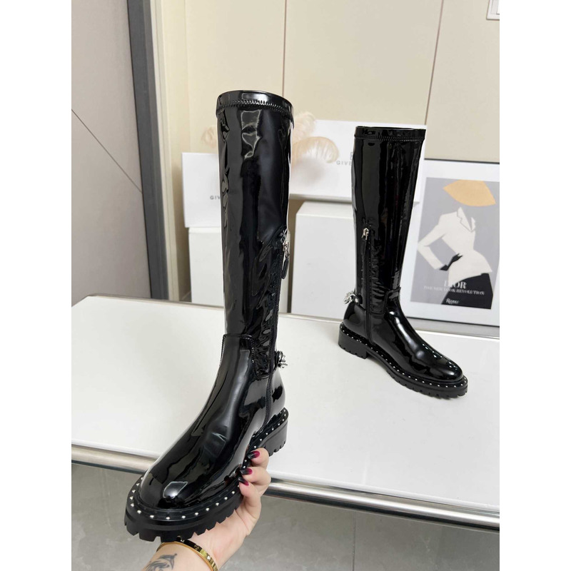 Givenchy Zipper Boots Patent Leather Black