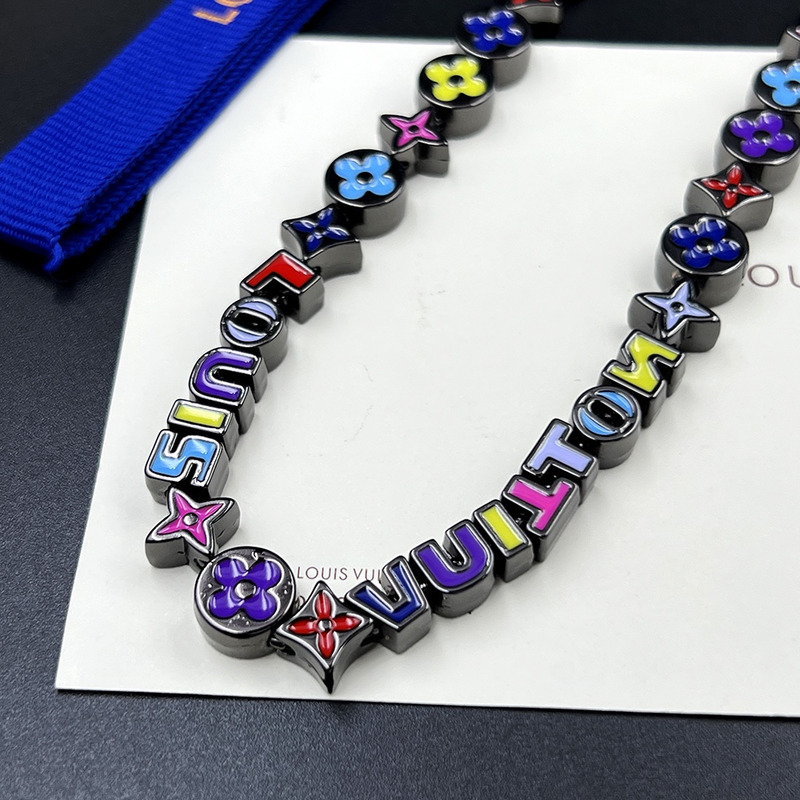 l**is V*t*n mixed color alphabet beaded necklace