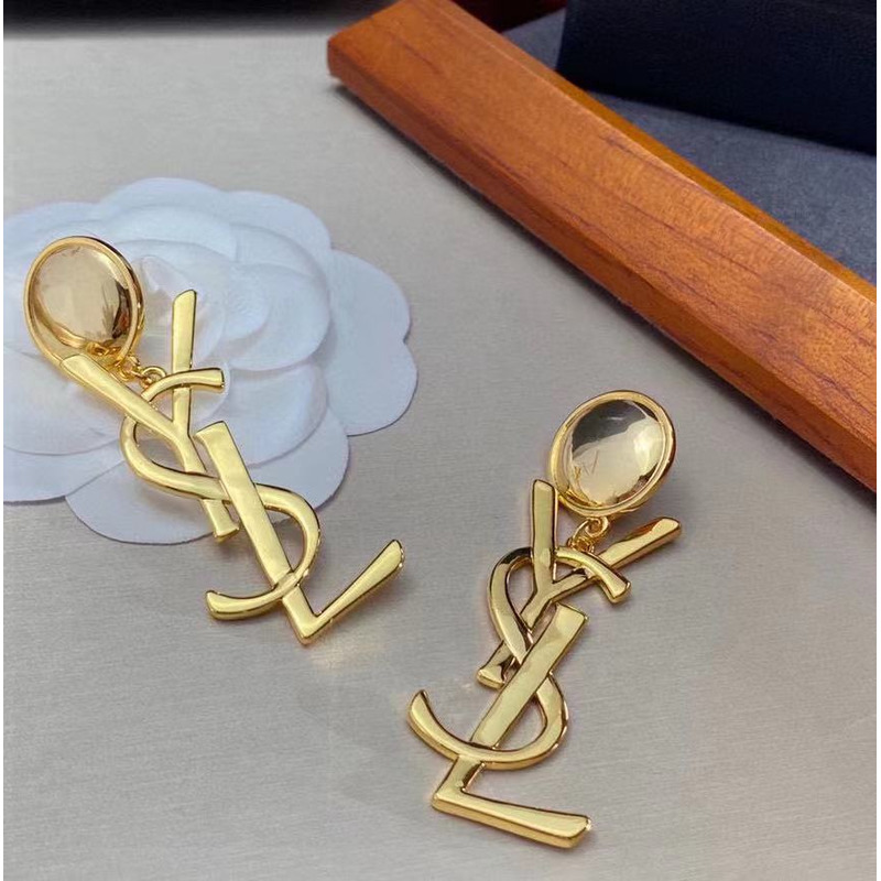 Saint Laurent Logo Earrings Gold