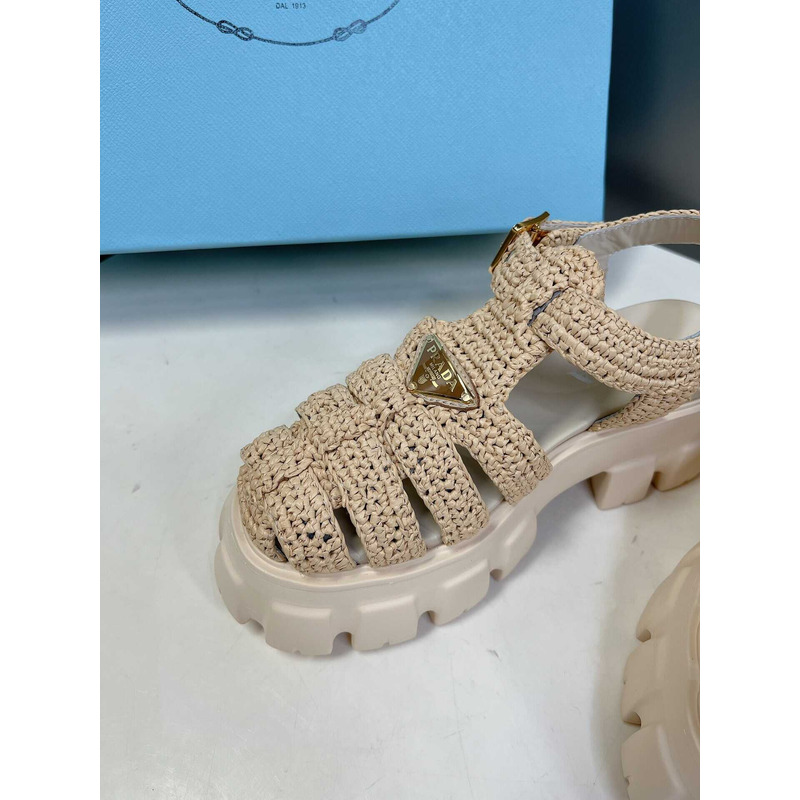 Pra*a knit boulder foam rubber 55mm sandal beige