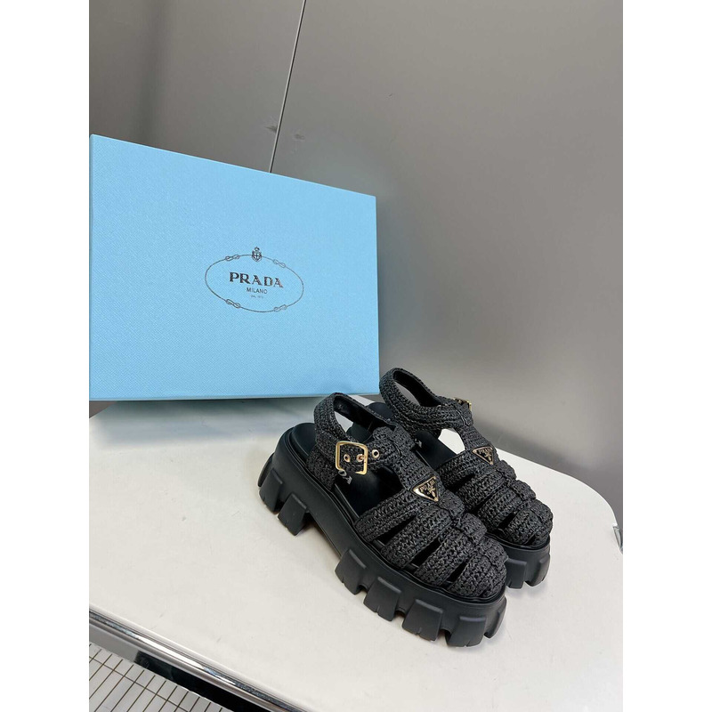 Pra*a knit boulder foam rubber 55mm sandal black