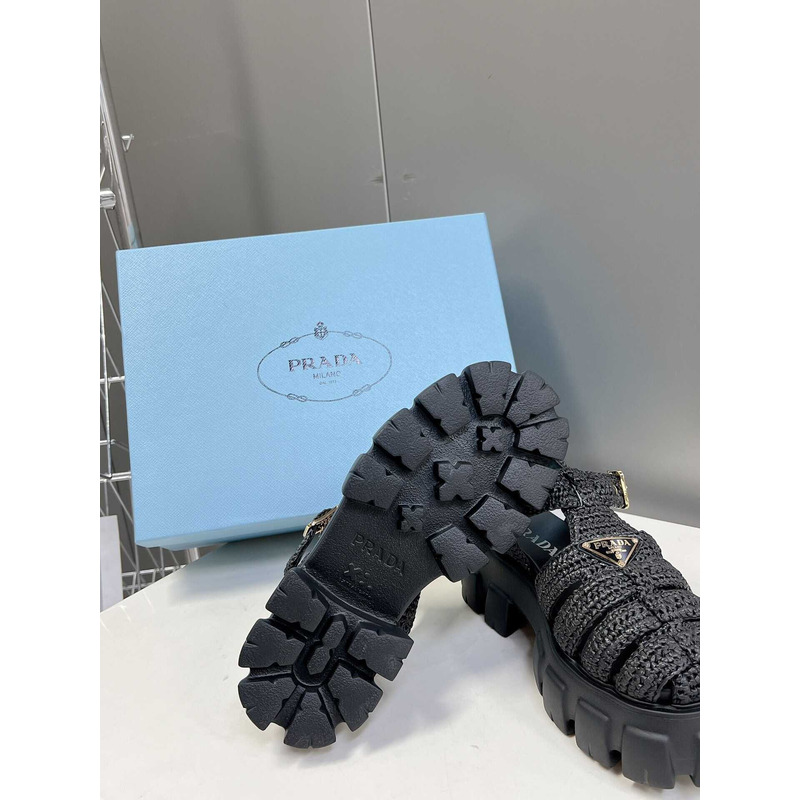 Pra*a knit boulder foam rubber 55mm sandal black