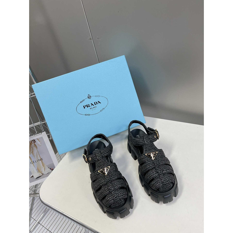 Pra*a knit boulder foam rubber 55mm sandal black