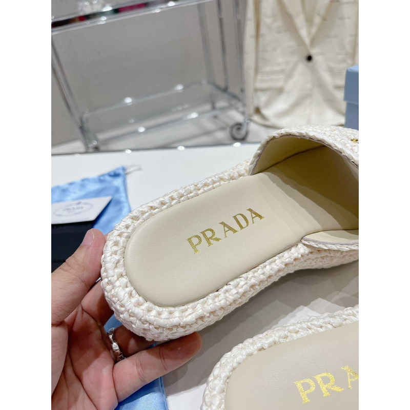 Pra*a woven platform sandals white