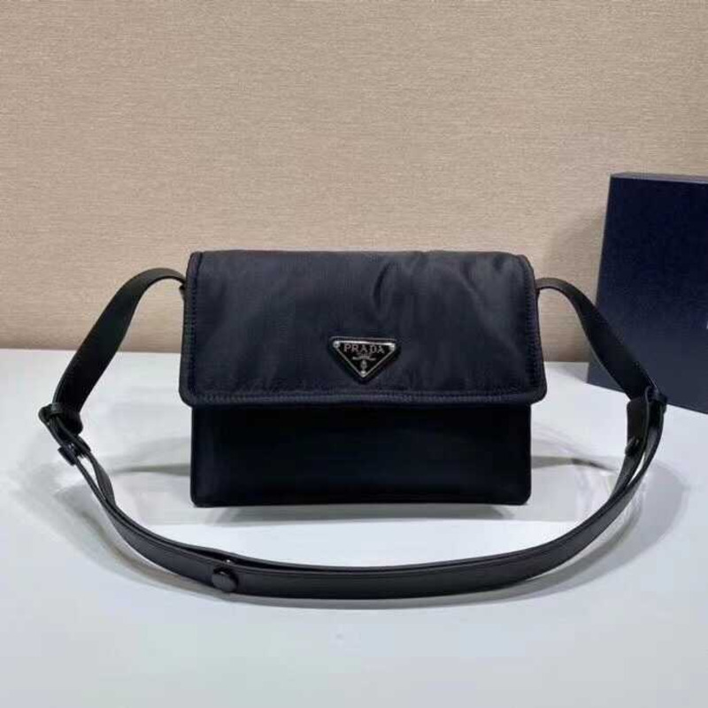 Pra*a re-nylon small padded shoulder bag black