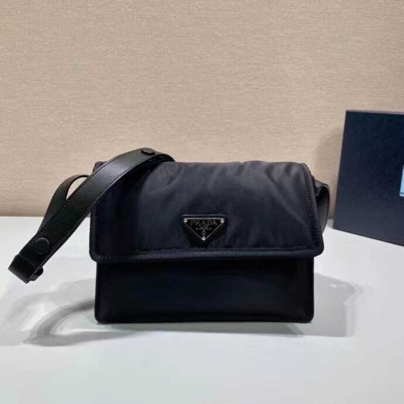 Pra*a re-nylon small padded shoulder bag black