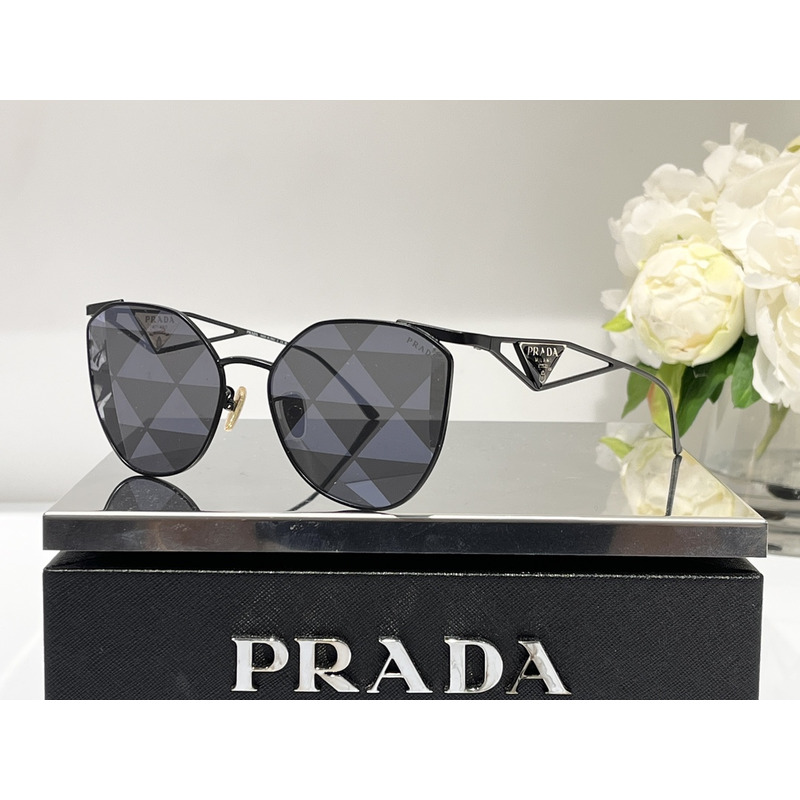 Pra*a grey pattern silver irregular ladies sunglasses