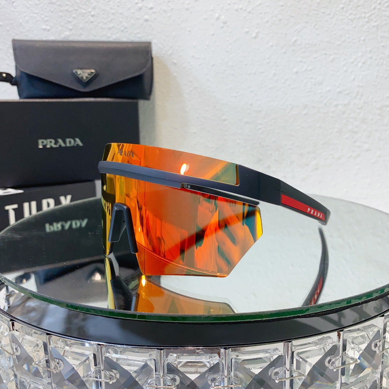 Pra*a linea rossa shield-frame acetate sunglasses red and black