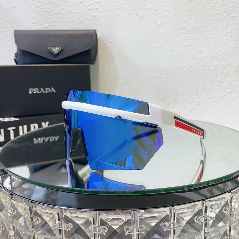 Pra*a linea rossa shield-frame acetate sunglasses blue and white