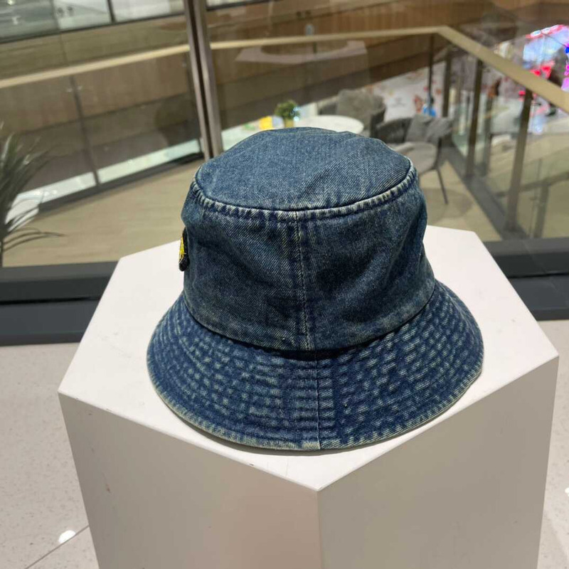 Pra*a denim bucket hat with logo dark blue