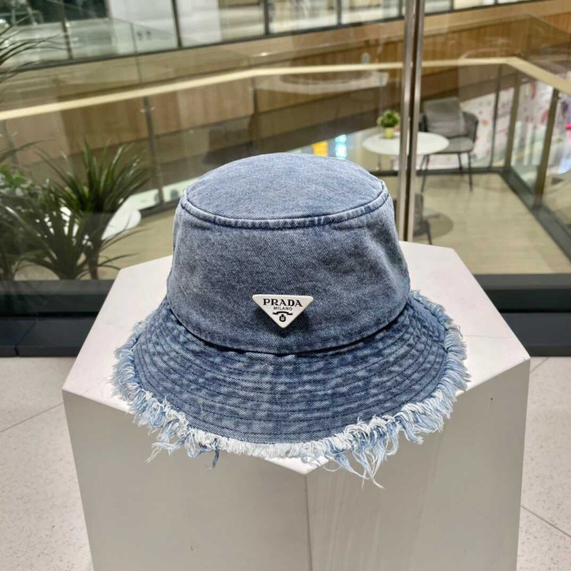 Pra*a denim bucket hat with daisy blue