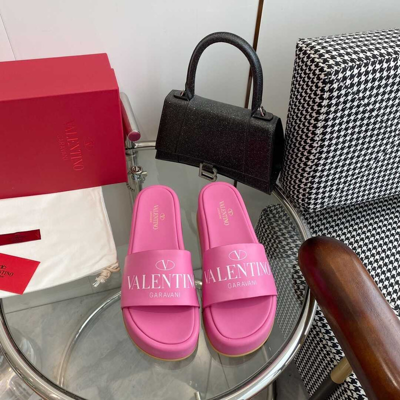 Valentino Logo Rubber Slides Pink