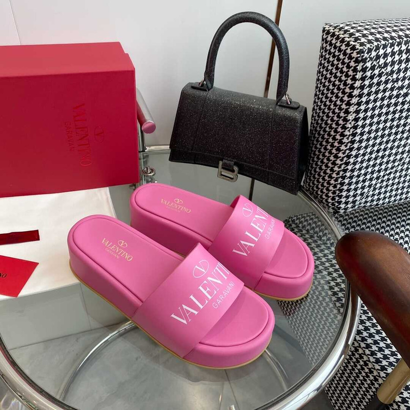 Valentino Logo Rubber Slides Pink