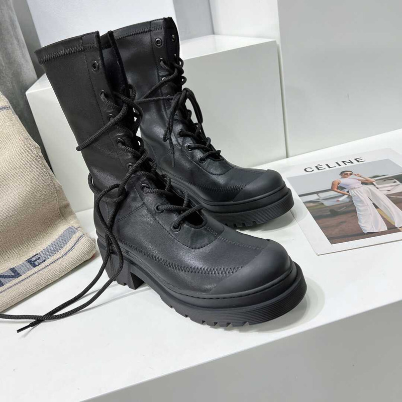 D*or platform lace-up high boots black