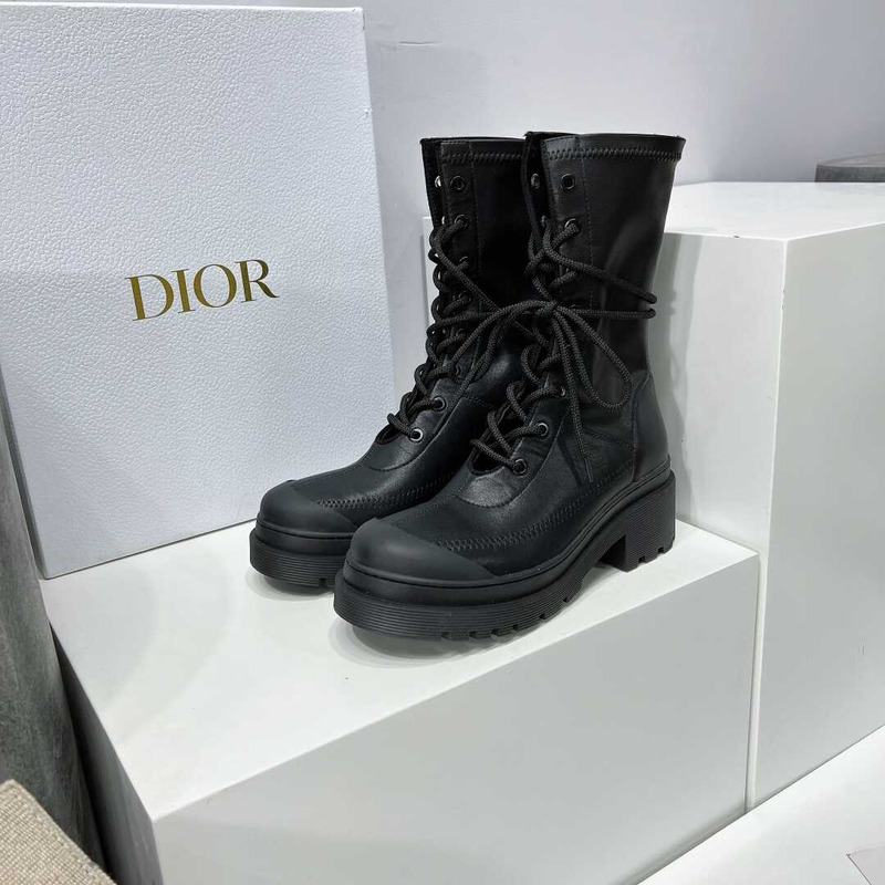 D*or platform lace-up high boots black