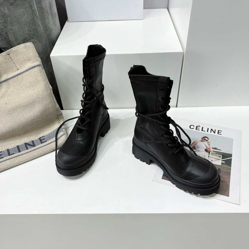 D*or platform lace-up high boots black